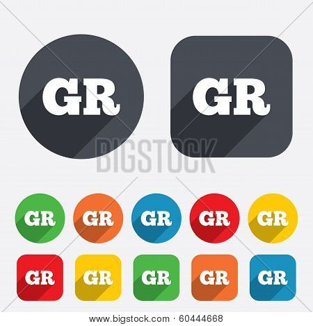 Greek language sign icon. GR Greece translation