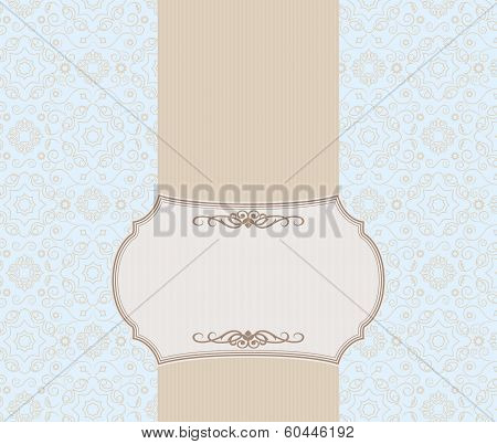 Vintage light blue seamless background and cardboard frame