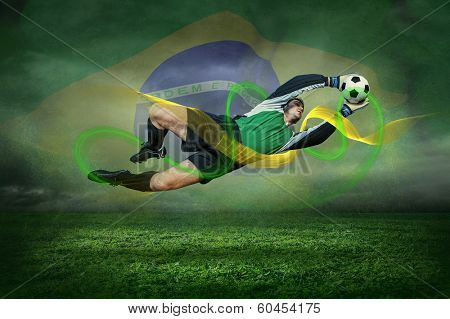Football player with ball in action outdoors