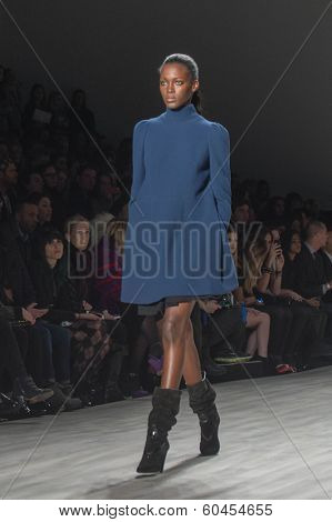 NEW YORK-FEB 8: A model walks the runway at the Jill Stuart fashion show during Mercedes-Benz Fashion Week Fall 2014 at Lincoln Center on February 8, 2014 in New York City.