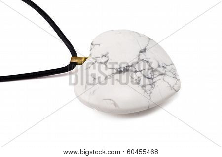White Howlite Heart With Leather String
