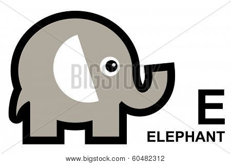 illustration of isolated animal alphabet. E is for alephant. Vector illustration. 