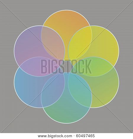 colored circles, arranged in the form of a flower
