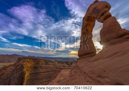 Beautiful Sunset Sky South Side View Of Delicate Arch