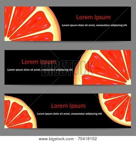 Set of banners with oranges