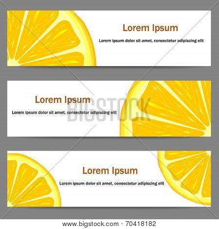 Set of banners with oranges