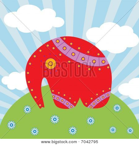 Cute elefante rosso