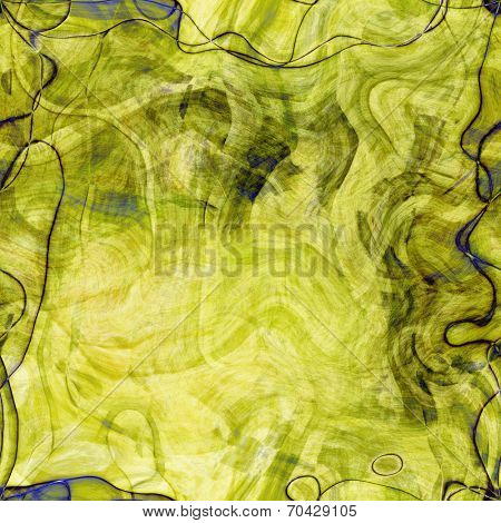 art abstract colorful chaotic waves seamless pattern in Klimt style; background in yellow, green and black colors