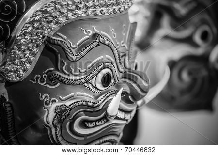 Thai Traditional Mask, used in Khon - Traditional dance of the Ramayana Saga
