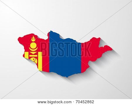Mongolia Map With Shadow Effect