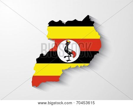 Uganda Map With Shadow Effect