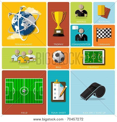 Football Tournament And Sport Flat Icon Design