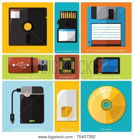 Memory Tools Flat Icon Set