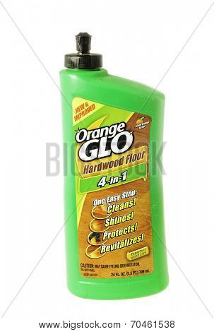 West Point - August 17, 2014: 24fl oz container of Orange GLO hardwood floor 4-in-1 cleaner