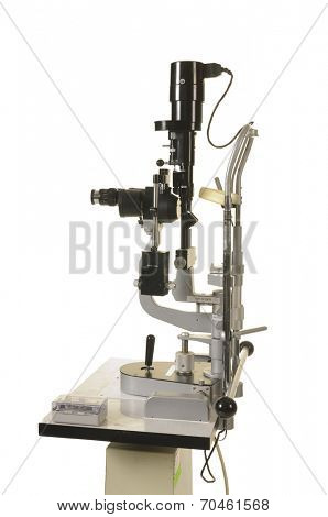 Lake Forest-June 225, 2014: Haag-Streit Slit lamp for eye examination