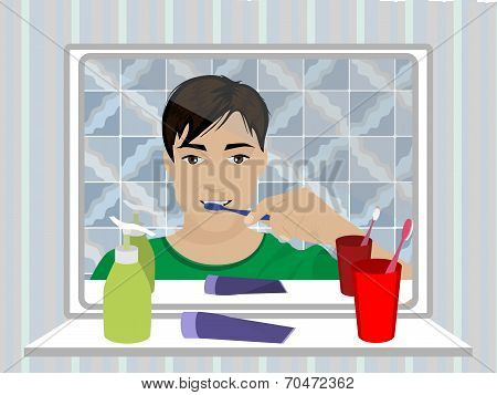 Man Brushing His Teeth