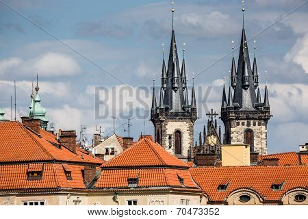 View Of The Tyn Church In Prague