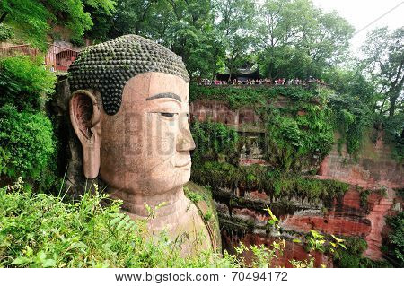 arge buddha statue in Leshan, Sichuan, China (it is carved out of mountain and 71 meter tall)