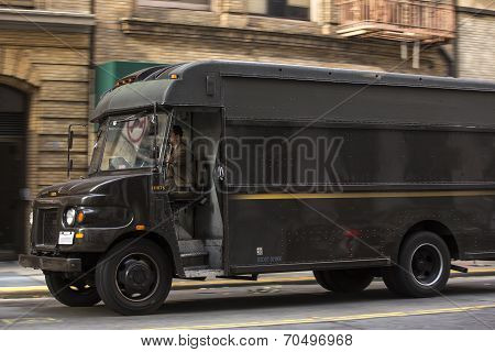 Truck delivering packages