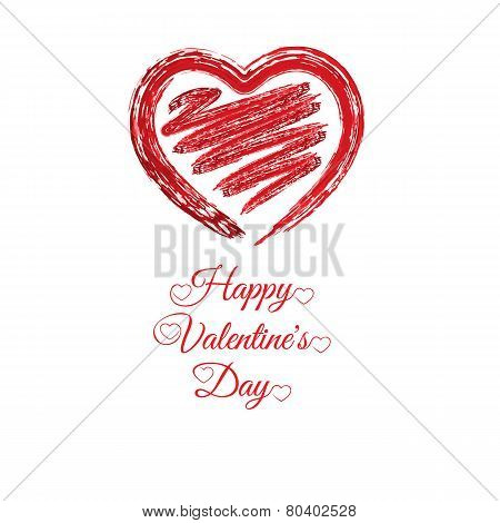 valentines day vintage lettering with brushed heart
