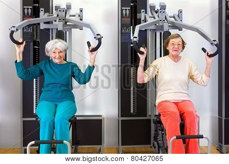 Front View Of Old Women Exercising