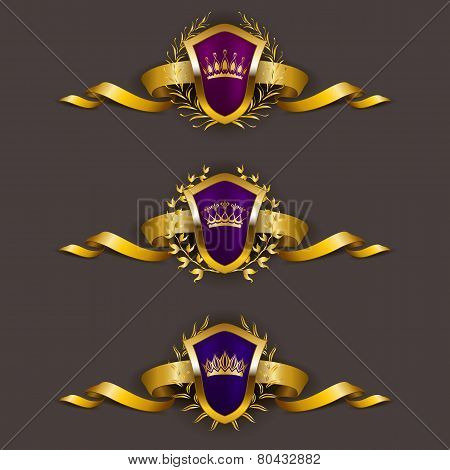 Golden Shields With Laurel Wreath