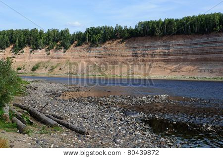 Geological Outcrop On The Riverbank
