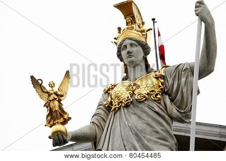 VIENNA, AUSTRIA - DECEMBER 10: Pallas Athene in front of Austrian parliament in Vienna, Austria on December 10, 2011.
