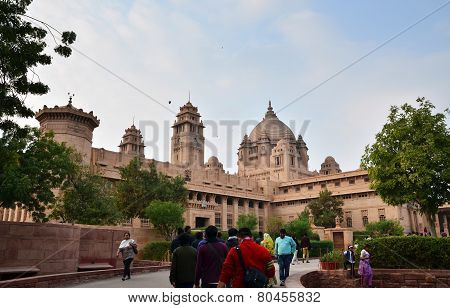 Jodhpur, India - January 1, 2015: People Visit Umaid Bhawan Palace At Jodhpur In Rajasthan, India