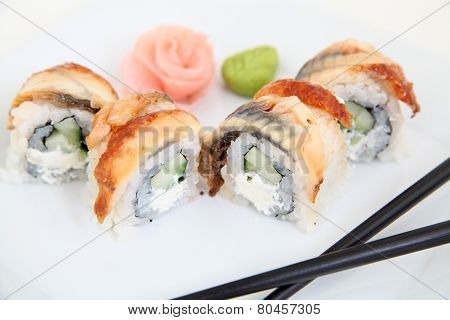 Eel Sushi.  Traditional Japanese Sushi Rolls