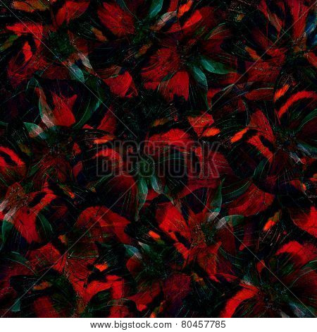 Exotic Red And Black Background Made Of Autumn Leaf Butterflies In A Great Compilation Texture