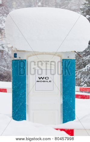 Mobile Toilet Covered In Snow