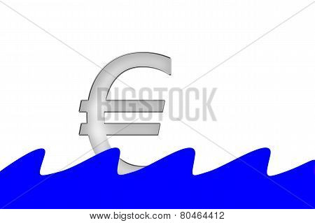 Euro Symbol Swimming On Water