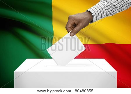 Ballot Box With National Flag On Background - Benin