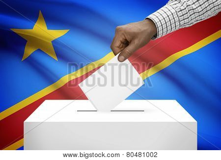 Ballot Box With National Flag On Background - Democratic Republic Of The Congo - Congo-kinshasa