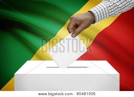 Ballot Box With National Flag On Background - Republic Of The Congo - Congo-brazzaville