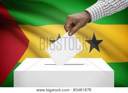 Ballot Box With National Flag On Background - Sao Tome And Principe