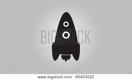 vector black rocket on a gray background