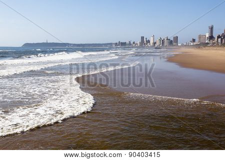 Durban's Incomming Tide With Hotels In Background