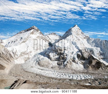 Mount Everest, Lhotse And Nuptse From Pumo Ri Base Camp
