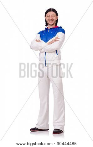 A man in white sportswear isolated on white