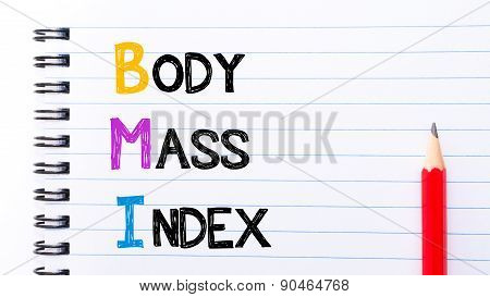 Bmi As Body Mass Index Text Written On Notebook Page