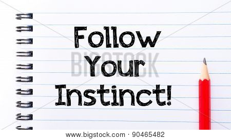 Follow Your Instinct Text Written On Notebook Page