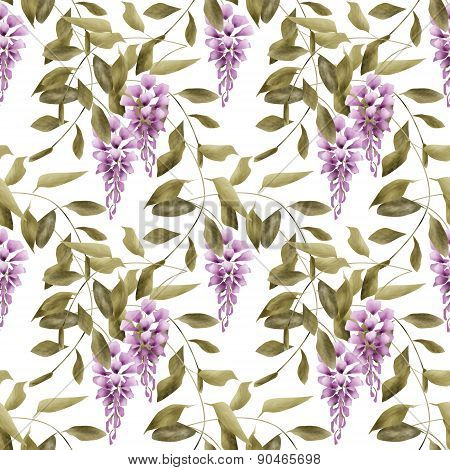 Seamless floral pattern background flowers ornament textile Illustration glicinia