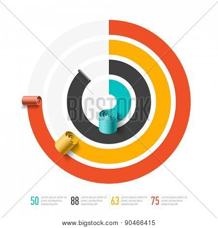 Spiral business chart template, infographics element. Vector.