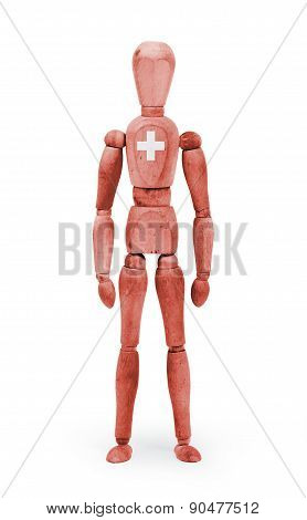 Wood Figure Mannequin With Flag Bodypaint - Switzerland