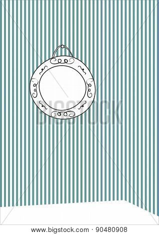 Hand drawn vector frame on stripes wall background