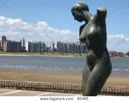 Woman Sculpture On Montevideo Beach