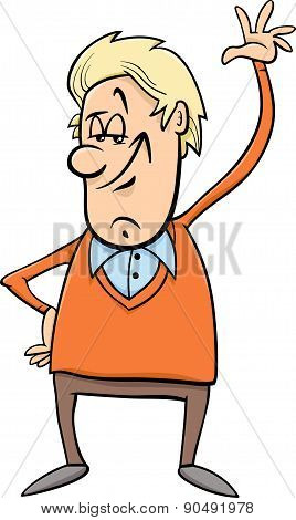 Man Waving Hand Cartoon