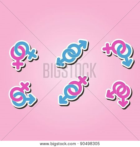 set of monochrome icons with symbols of gender